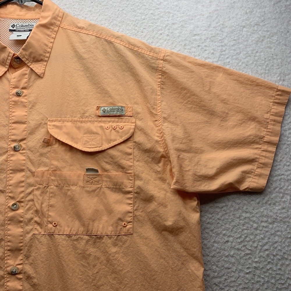 Columbia PFG Bonehead Shirt Mens Large Orange Fishing Outdoor Vented Dad FM7130 - Picture 2 of 10